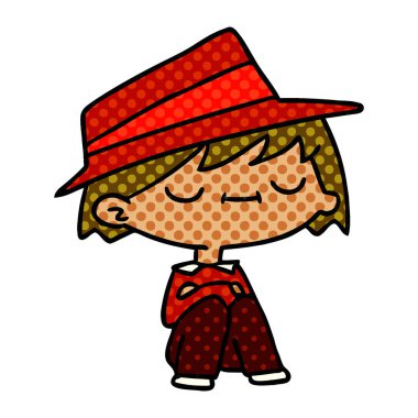 bir şirin kawaii kişinin serbest çizilmiş karikatür