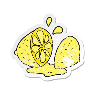 bir karikatür Retro sıkıntılı etiket kesip limon