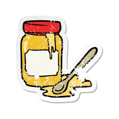 bir çizgi film kavanoz bal sıkıntılı etiket