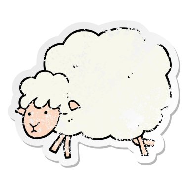 bir çizgi film koyun sıkıntılı etiket