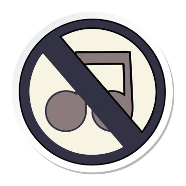 sevimli çizgi etiket yok müzik işareti izin.