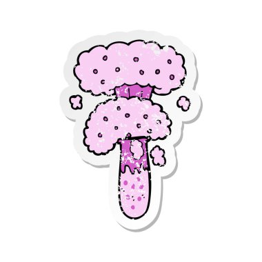 Retro sıkıntılı etiket bir çizgi film bilim deneme