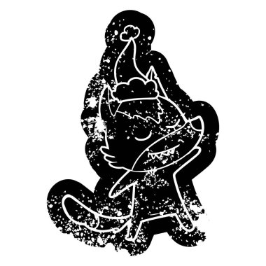 simge Noel Baba şapkası giyen bir kurt dostu ilginç karikatür sıkıntılı