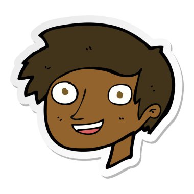 etiket bir karikatür mutlu çocuk yüz