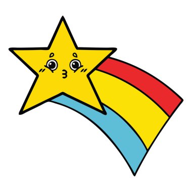 sevimli çizgi bir çekim rainbow yıldız