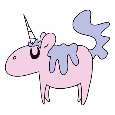 el çekilmiş ilginç karikatür tek boynuzlu at