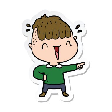 etiket bir karikatür mutlu çocuk şaşırmış