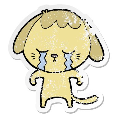 bir çizgi film ağlayan köpek sıkıntılı etiket