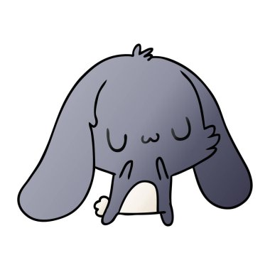 Degrade çizgi film illüstrasyon kawaii şirin tüylü tavşan