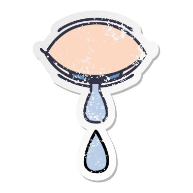 sevimli çizgi göz ağlıyor sıkıntılı etiket