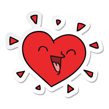 ilginç bir el etiket karikatür mutlu kalp çizilmiş