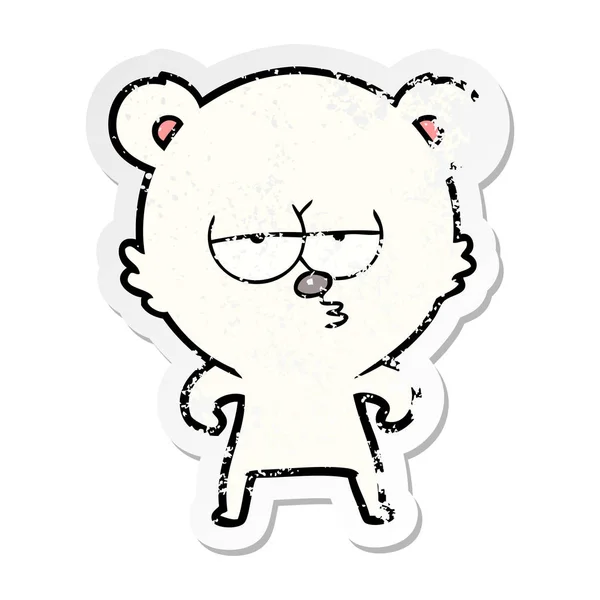 Distressed Sticker Bored Polar Bear Cartoon — Stock Vector