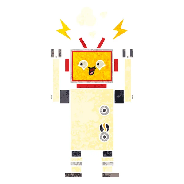 Retro illustration style cartoon dancing robot — Stock Vector