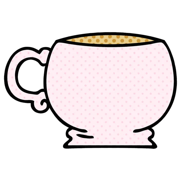 Estilo Cómic Peculiar Taza Dibujos Animados — Vector de stock