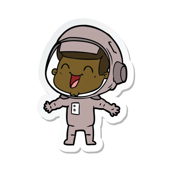 Nálepka šťastný karikatura astronaut — Stockový vektor