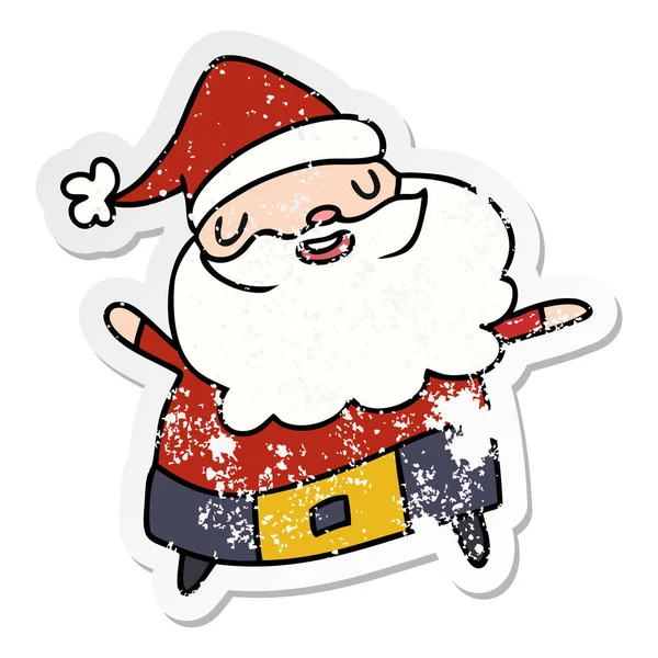 산타 클로스의 고민된 스티커 만화 귀여운 — 스톡 벡터