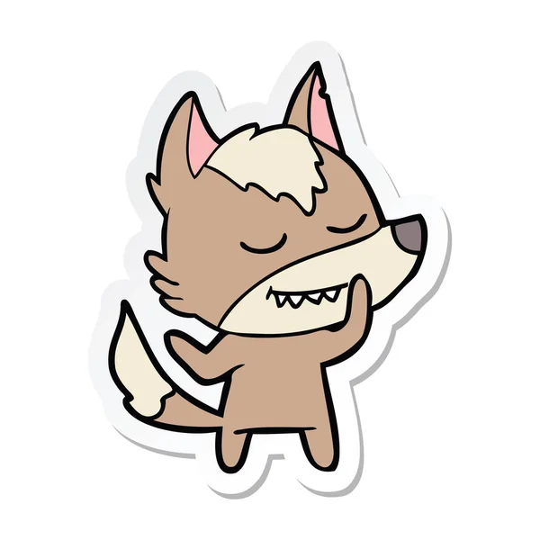 Sticker Friendly Cartoon Wolf — Stock Vector