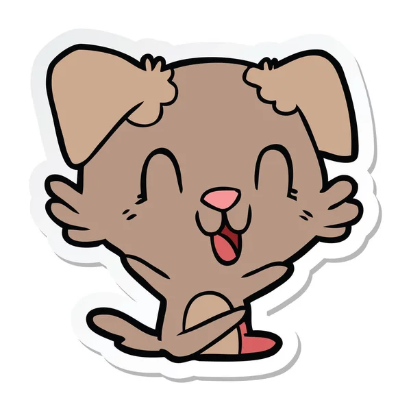 Sticker Van Een Lachende Cartoon Hond — Stockvector