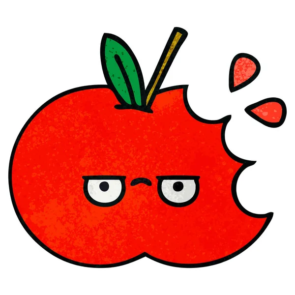 Retro grunge texture cartoon red apple — Stock Vector