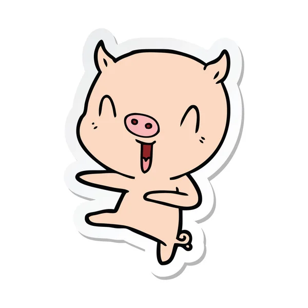 卡通猪跳舞的贴纸 — 图库矢量图片