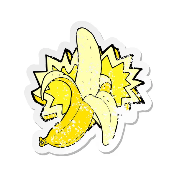 Retro Bajba Jutott Matrica Rajzfilm Banán Szimbólum — Stock Vector
