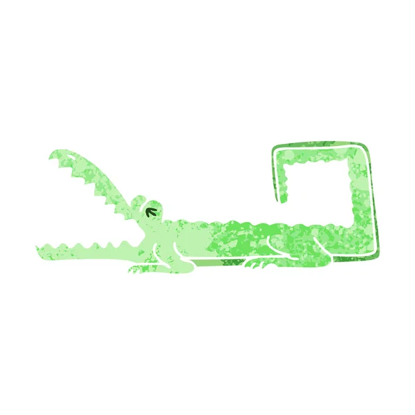 Egendomliga retro illustration stil tecknad krokodil — Stock vektor