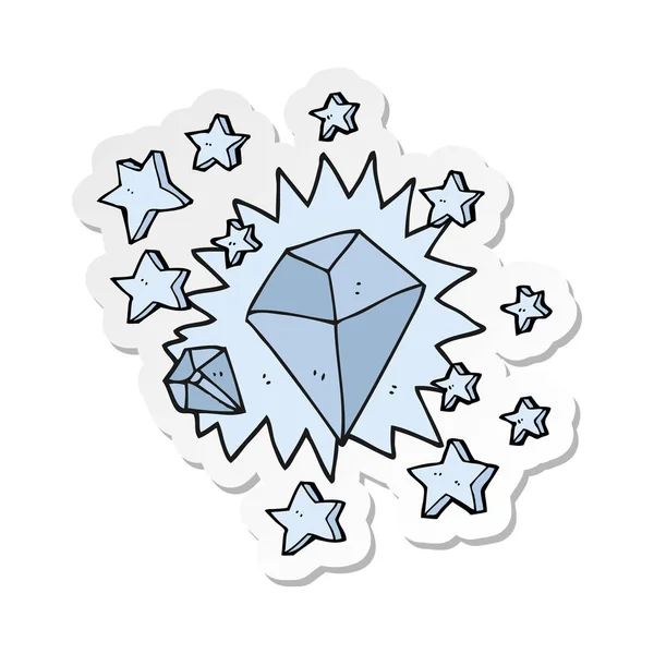 Adesivo Cartone Animato Diamante Scintillante — Vettoriale Stock