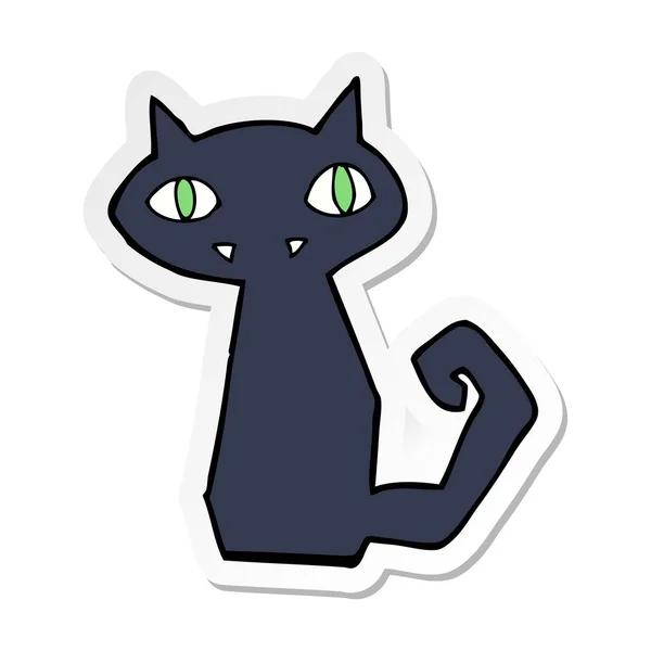 Sticker Cartoon Black Cat — Stock Vector