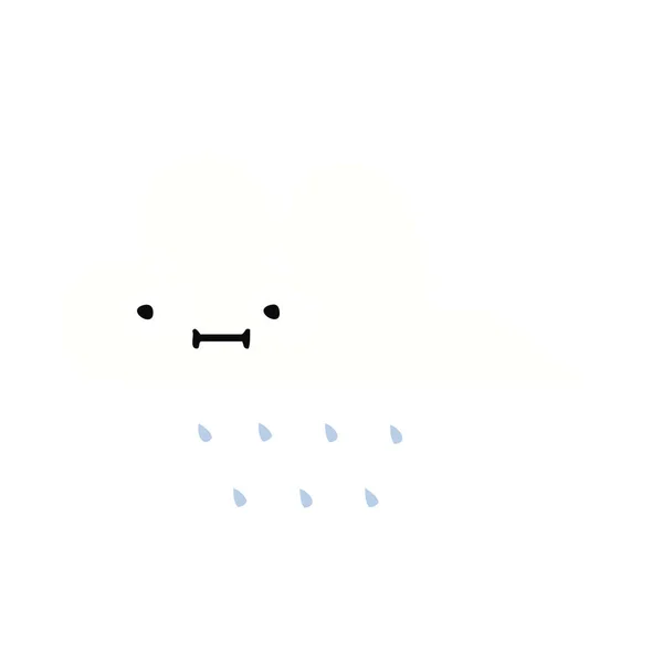 Flache Farbe Retro Cartoon Regenwolke — Stockvektor