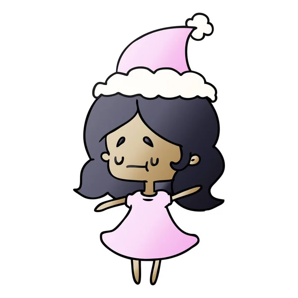Navidad gradiente de dibujos animados de chica kawaii — Vector de stock