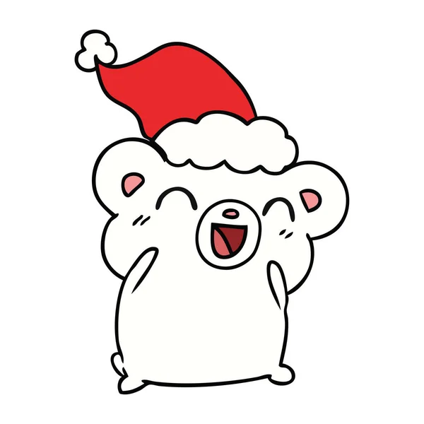 手描きの可愛いシロクマのクリスマス漫画 — ストックベクタ
