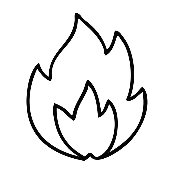 Dessin Trait Dessin Animé Feu — Image vectorielle