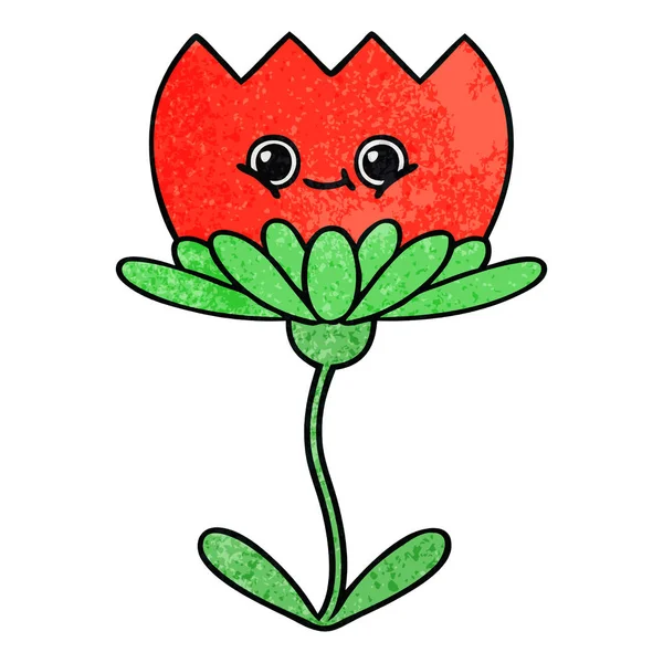 Ретро гранж текстура мультяшный цветок — стоковый вектор