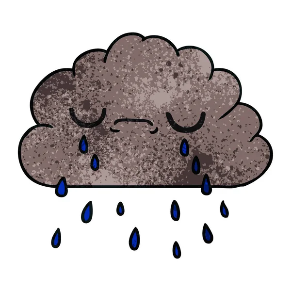 Textured cartoon of cute crying cloud — Stock Vector