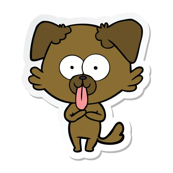 Sticker Cartoon Dog Tongue Sticking Out — Stock Vector