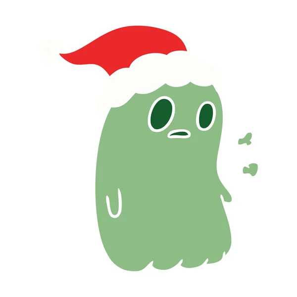 Mão Desenhada Desenhos Animados Natal Fantasma Kawaii — Vetor de Stock