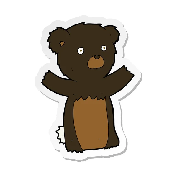 Etiqueta Filhote Urso Preto Dos Desenhos Animados — Vetor de Stock