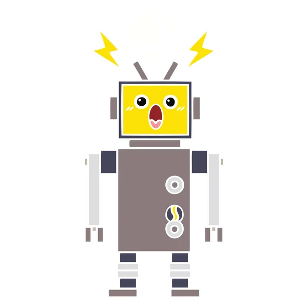 Szalagkábel Színes Retro Rajzfilm Egy Hibás Robot — Stock Vector