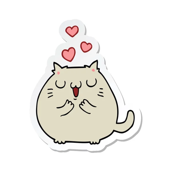 Etiket bir sevimli çizgi kedi aşık — Stok Vektör