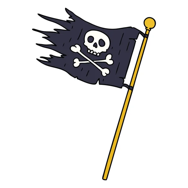 Dessin animé gribouille d'un drapeau de pirates — Image vectorielle