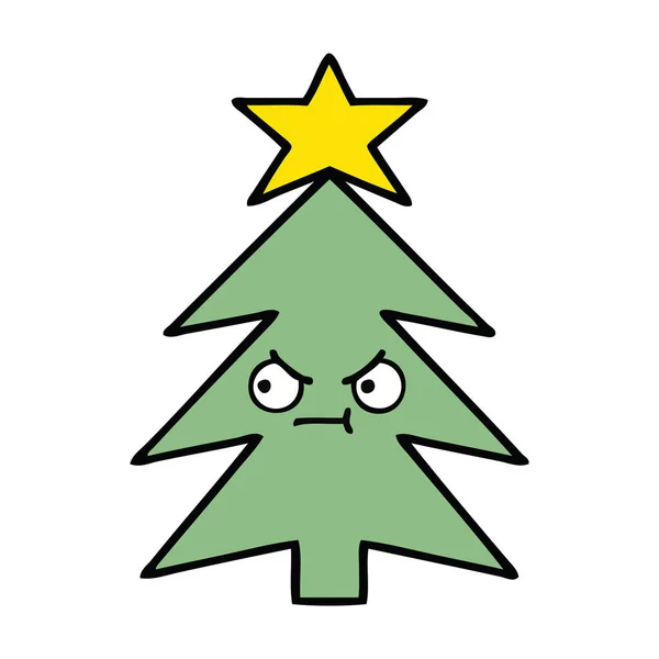 Mignon dessin animé arbre de Noël — Image vectorielle