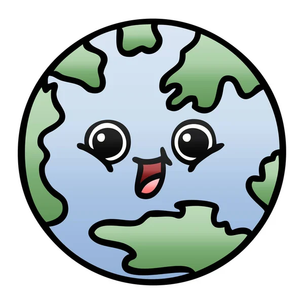 Gradient Shaded Cartoon Planet Earth — Stock Vector