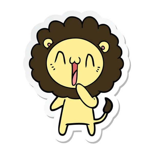 Sticker Happy Cartoon Lion — Stock Vector