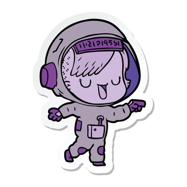 Autocollant Une Femme Astronaute Dessin Animé — Image vectorielle