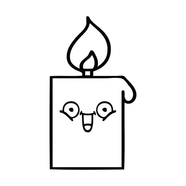 Línea dibujo dibujos animados vela encendida — Vector de stock