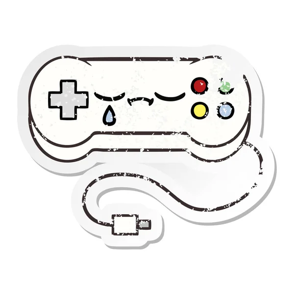 Calcomanía Angustiada Controlador Lindo Juego Dibujos Animados — Vector de stock