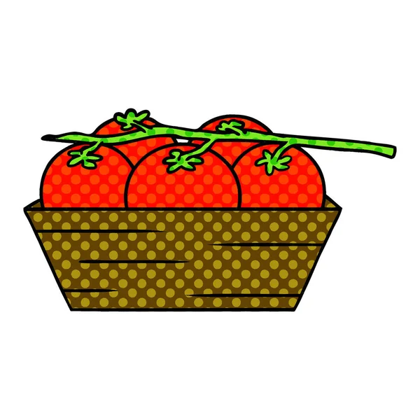 Garabato de dibujos animados de una caja de tomates — Archivo Imágenes Vectoriales