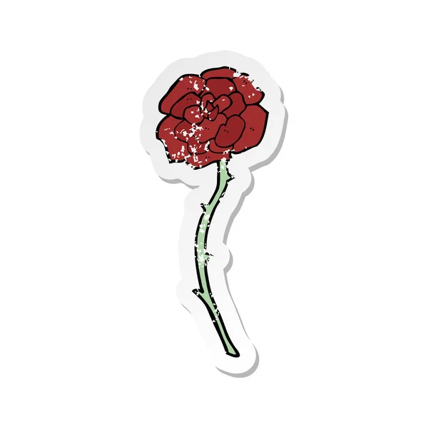 Retro noodlijdende sticker van een cartoon rose tattoo — Stockvector