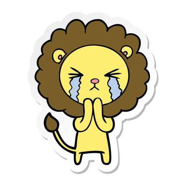 ライオンに祈って泣いている漫画のステッカー — ストックベクタ