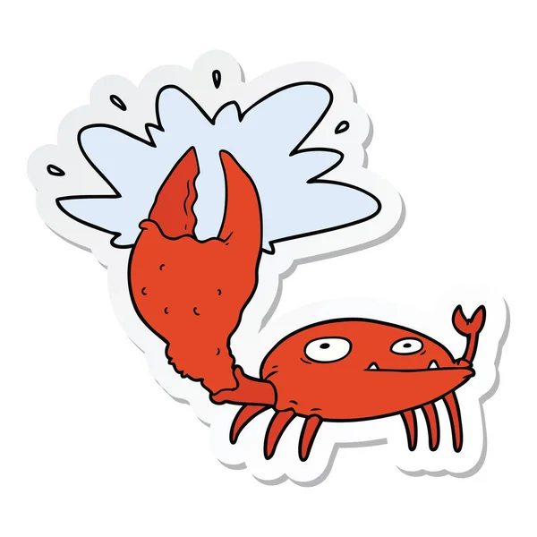 Sticker Van Een Cartoon Krab Met Grote Klauw — Stockvector